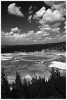 Grand Prismatic Spring from new overlook. Yellowstone National Park ( black and white)