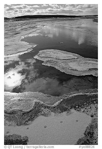 Frost along the Firehole River. Yellowstone National Park (black and white)