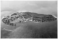 Aerial view of Boca Chita Key. Biscayne National Park ( black and white)