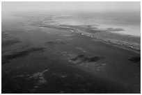 Aerial view of reef and Elliott Key. Biscayne National Park ( black and white)