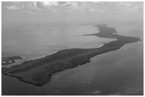 Aerial view of barrier island keys. Biscayne National Park ( black and white)