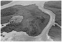 Aerial view of Hurricane Creek on Old Rhodes Key. Biscayne National Park ( black and white)