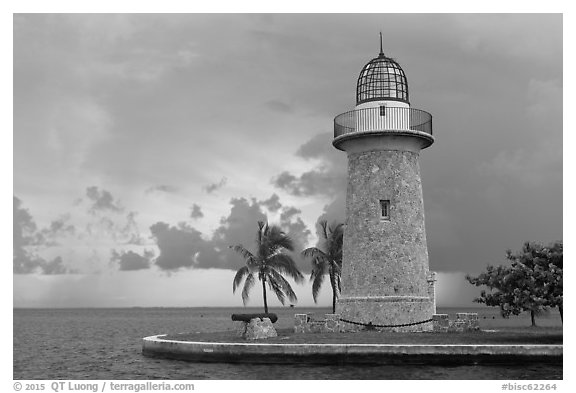 Boca Chita Lighthouse, early morning. Biscayne National Park (black and white)
