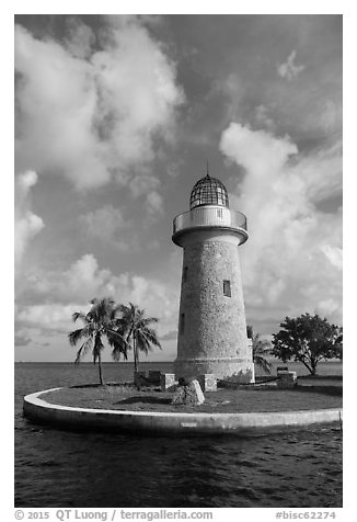 Lighthouse and cannon, Boca Chita Key. Biscayne National Park (black and white)
