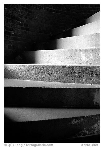Spiral staircase, Fort Jefferson. Dry Tortugas National Park (black and white)