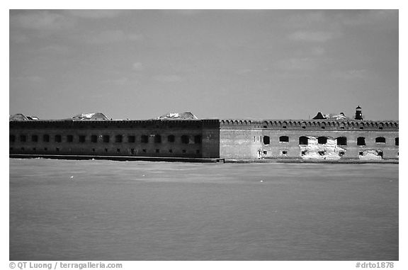 Fort Jefferson seen from ocean. Dry Tortugas National Park (black and white)
