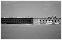 Fort Jefferson seen from ocean. Dry Tortugas National Park, Florida, USA. (black and white)