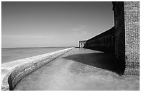 Fort Jefferson moat and seawall. Dry Tortugas National Park, Florida, USA. (black and white)