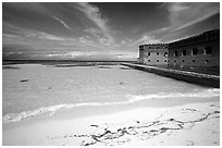 Beach and Fort Jefferson. Dry Tortugas National Park ( black and white)