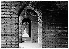 Gallery of brick arches, Fort Jefferson. Dry Tortugas National Park ( black and white)