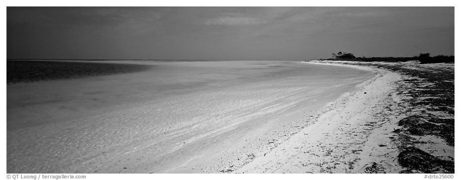 Deserted tropical beach with turquoise water. Dry Tortugas National Park (black and white)