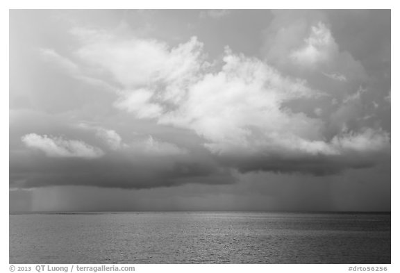 Storm clouds above ocean. Dry Tortugas National Park (black and white)
