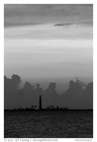 Loggerhead Key lighthouse at sunset. Dry Tortugas National Park (black and white)