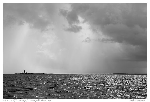 Loggerhead and Garden Key under approaching tropical storm. Dry Tortugas National Park (black and white)