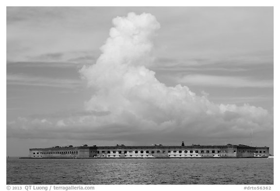 Fort Jefferson and cloud seen from the West. Dry Tortugas National Park, Florida, USA.