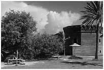 Camping. Dry Tortugas National Park, Florida, USA. (black and white)
