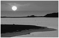 Sunrise over Long Key and Atlantic Ocean. Dry Tortugas National Park, Florida, USA. (black and white)