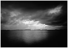 Storm clouds over Florida Bay at sunset. Everglades National Park, Florida, USA. (black and white)