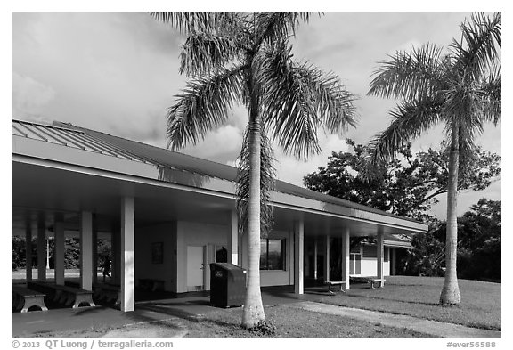 Royal Palms VisitorGr Center. Everglades National Park (black and white)