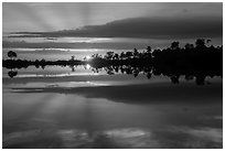 Sunset reflections, Pines Glades Lake. Everglades National Park ( black and white)