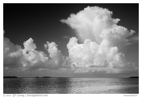 Summer clouds above Florida Bay. Everglades National Park (black and white)