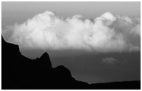 Clouds and Haleakala crater, evening. Haleakala National Park ( black and white)