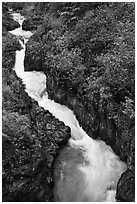 Pipiwai Stream in Oheo Gulch. Haleakala National Park, Hawaii, USA. (black and white)