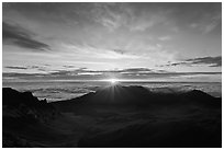Sun rising, Haleakala Crater. Haleakala National Park ( black and white)