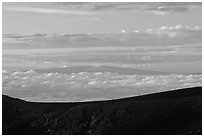 Mauna Loa framed by Haleakala Crater at sunrise. Haleakala National Park ( black and white)