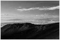 Haleakala Crater, Mauna Kea, and Mauna Loa. Haleakala National Park ( black and white)