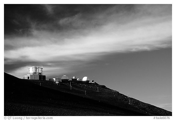 Observatory atop Red Hill. Haleakala National Park (black and white)