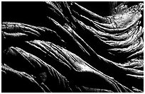 Close-up view of ripples of hardened pahoehoe lava. Hawaii Volcanoes National Park ( black and white)