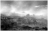 Fumeroles and hardened lava, early morning. Hawaii Volcanoes National Park ( black and white)