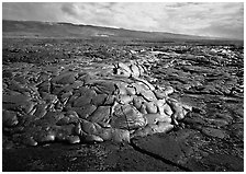 Freshly cooled lava on plain. Hawaii Volcanoes National Park ( black and white)