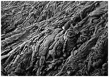 Ripples of hardened pahoehoe lava. Hawaii Volcanoes National Park ( black and white)