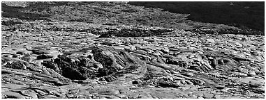 Slope covered with hardened lava flow. Hawaii Volcanoes National Park (Panoramic black and white)