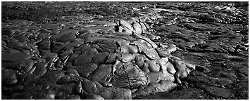 Recently hardened lava flow. Hawaii Volcanoes National Park (Panoramic black and white)