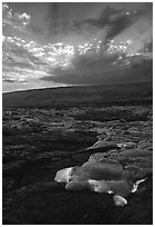 Kilauea lava flow at sunset. Hawaii Volcanoes National Park ( black and white)