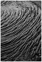 Circular ripples of flowing pahoehoe lava. Hawaii Volcanoes National Park ( black and white)