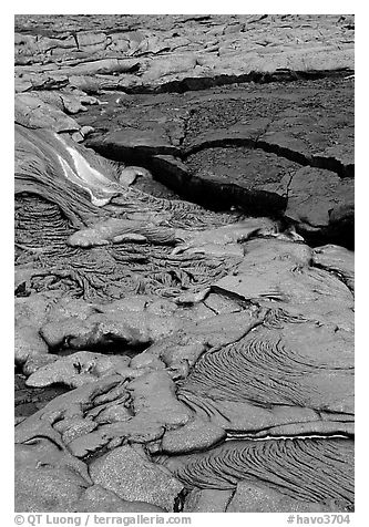 Lava flow. Hawaii Volcanoes National Park (black and white)