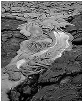 Fluid lava flow detail. Hawaii Volcanoes National Park ( black and white)