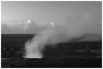 Halemaumau plume with glow from lava lake. Hawaii Volcanoes National Park ( black and white)
