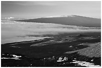 Mauna Loa seen from Mauna Kea. Hawaii Volcanoes National Park ( black and white)