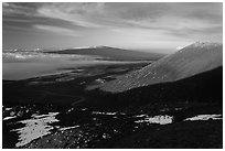 Mauna Loa from Mauna Kea summit. Hawaii Volcanoes National Park ( black and white)