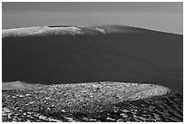 Craters on cinder cone and Mauna Loa. Hawaii Volcanoes National Park, Hawaii, USA. (black and white)
