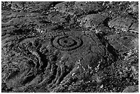 Petroglyph with motif of concentric circles. Hawaii Volcanoes National Park ( black and white)