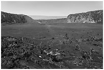Kīlauea Iki crater floor. Hawaii Volcanoes National Park, Hawaii, USA. (black and white)