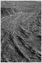 Waves of lava on Mokuaweoweo crater floor. Hawaii Volcanoes National Park ( black and white)