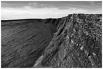 Mokuaweoweo caldera and Mauna Loa true summit. Hawaii Volcanoes National Park ( black and white)
