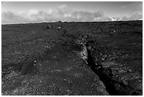 Lava fissure, Mauna Loa North Pit. Hawaii Volcanoes National Park ( black and white)